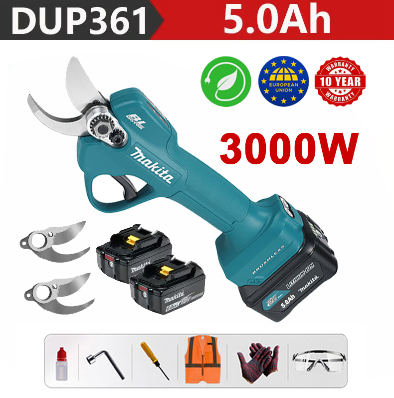 【マキタ DUP361PT2 ガーデンシザー】3000W（バッテリー稼働時間6時間）：36V 5.0Ahバッテリー*2 +充電器+合金刃*2