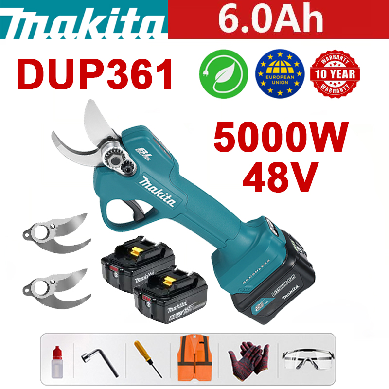 [マキタ DUP361PT2 ガーデンシザー] 5000W (バッテリー寿命12時間): 48V 6.0Ah バッテリー *2 + 充電器 + 合金刃 *3