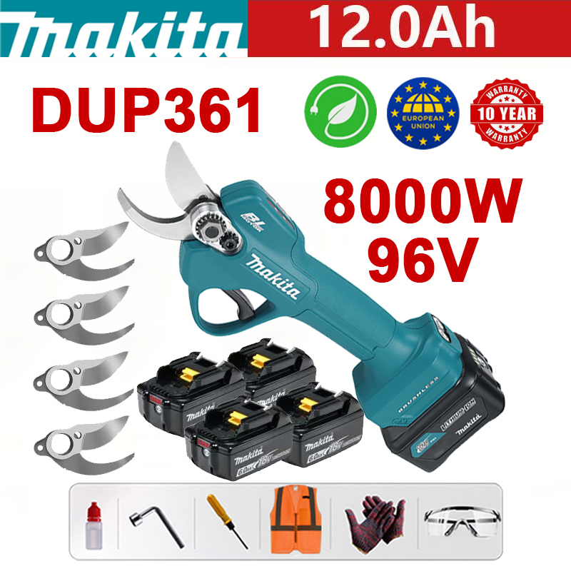 [マキタ DUP361PT2 ガーデンシザー] 8000W (バッテリー寿命24時間): 96V 12.0Ah バッテリー *3 + 充電器 + 合金刃 *4