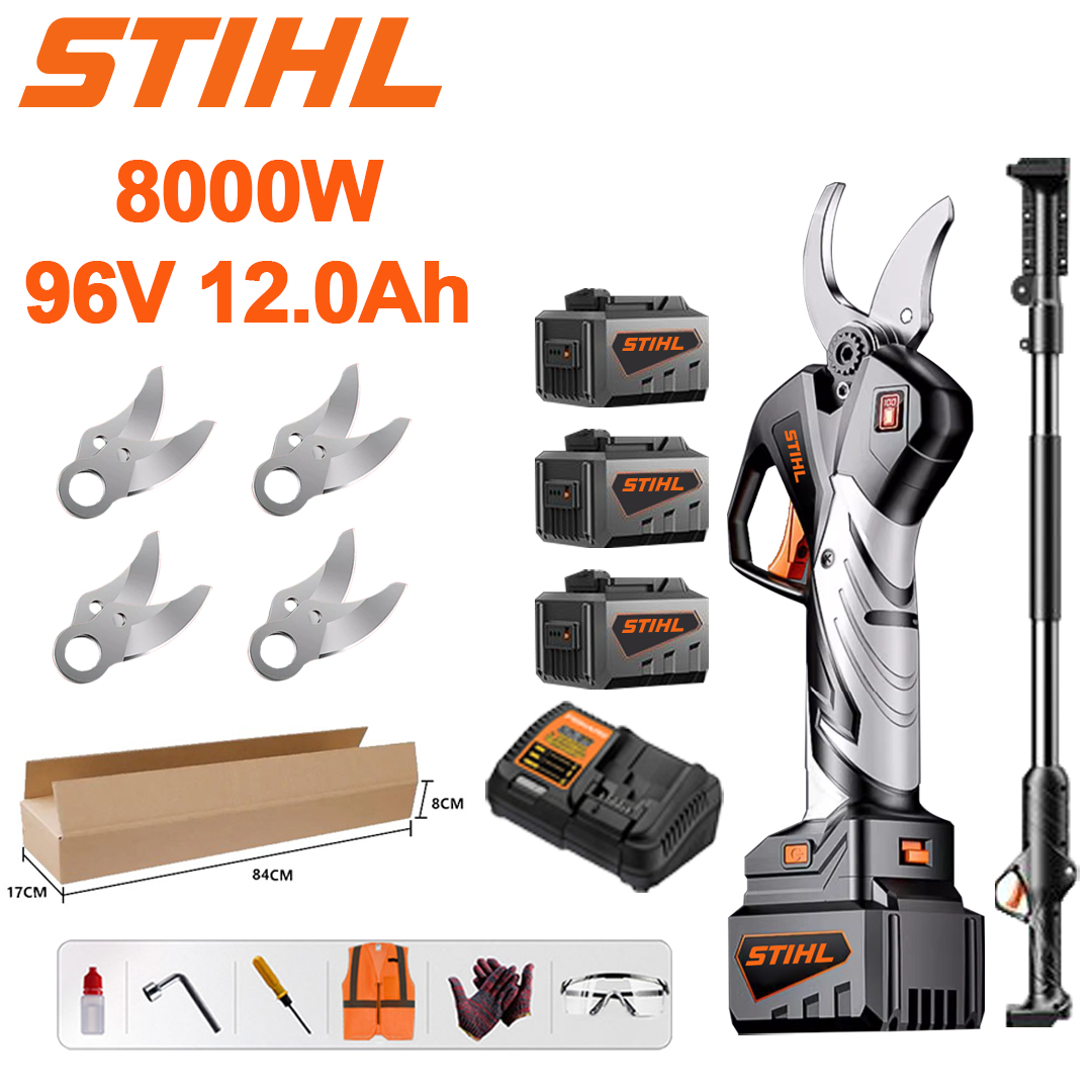 [Hosító pólus:5 méter] 8000 W-os kefe nélküli motor (36 óra akkumulátor-élettartam) + LED-es teljesítményjelző + 96V 12,0Ah akkumulátor * 3 + töltő + SK9 ötvözet penge * 4